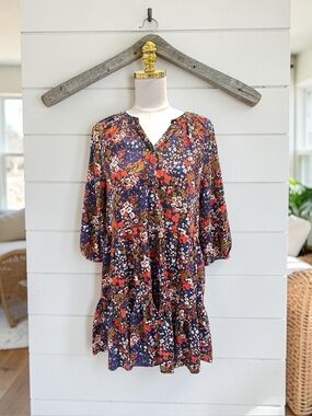Apiece Apart Mini Mitte Dress Bold Blomster Ditzy Floral Print Sz S Silk Blend